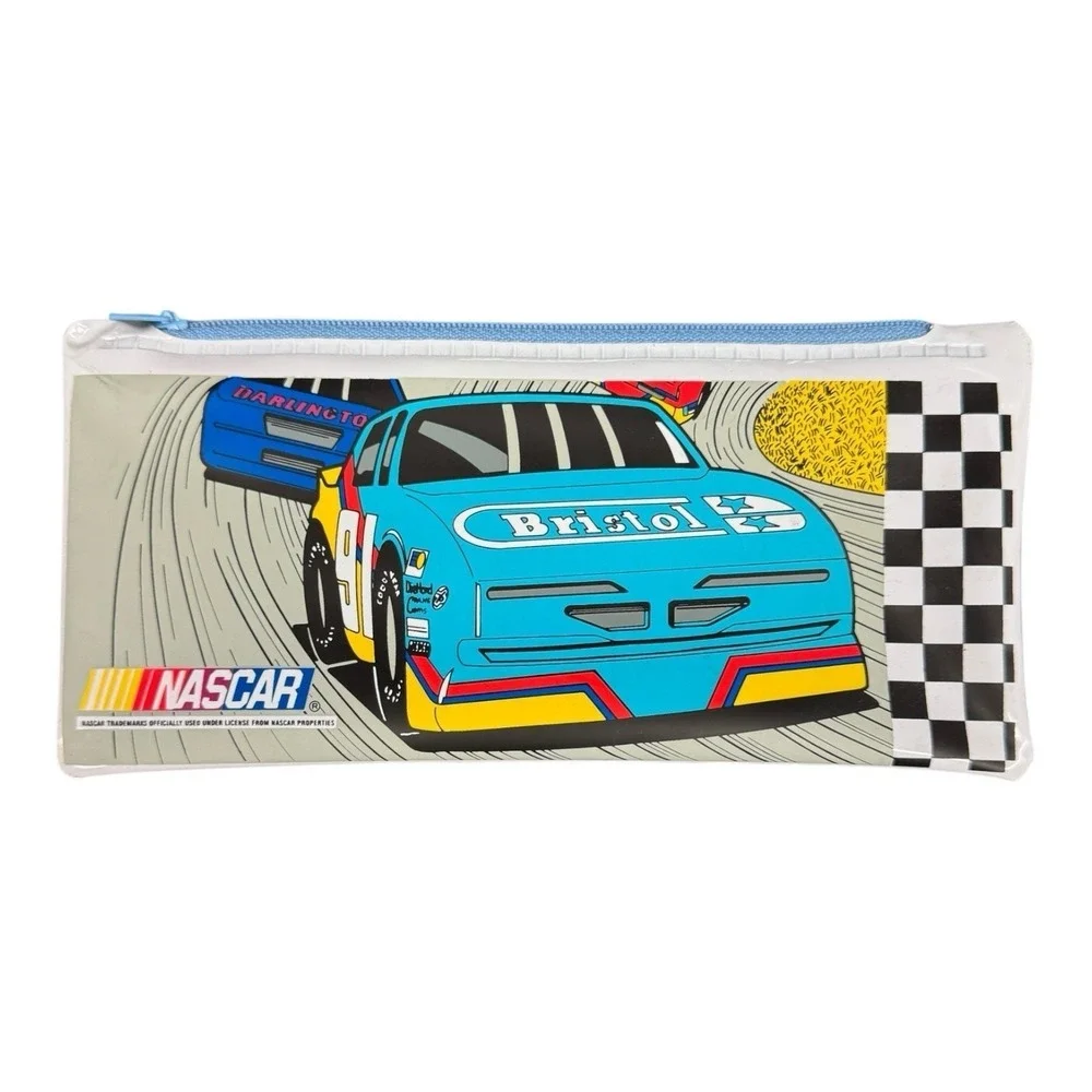 NASCAR Pencil Case Bag 1990s Vintage Vinyl‎ Zipper Bristol